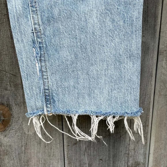 ZARA Womens Hi-Waist Split Hem Raw Hem Ripped Straight Leg Light Wash Jeans 4 - Picture 11 of 16